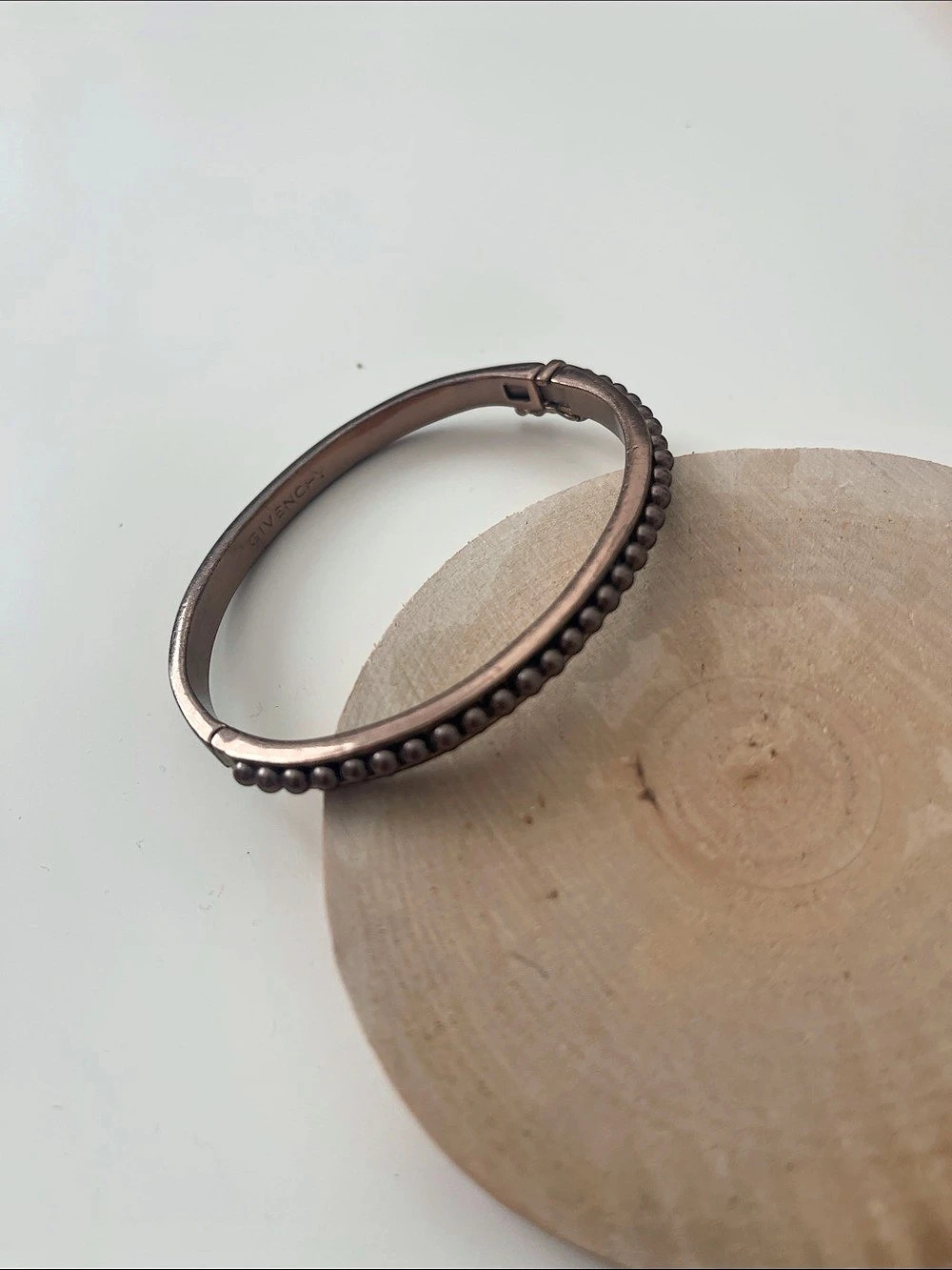 GIVENCHY Beaded Trim Hinged Bangle Bracelet